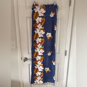 Y2K Tropical Sarong Wrap Skirt Blue Hibiscus